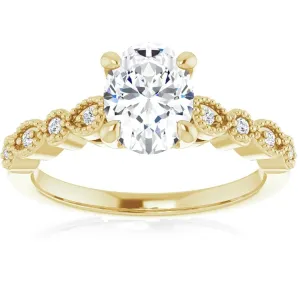 1 1/10 Ct Moissanite & Lab Grown Diamond Engagemeng Ring 10k Yellow Gold