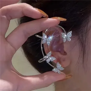 1 Pc Fashion Shining Zircon Butterfly Ear Clip Earrings for Women Girls X4440589