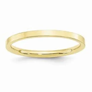 10k Yellow Gold 2mm Standard Flat Comfort Fit Wedding Band Ring