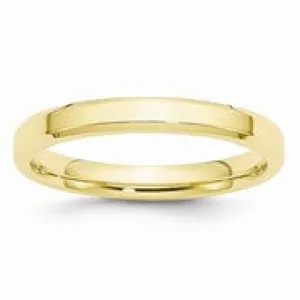 10k Yellow Gold 3mm Bevel Edge Comfort Fit Wedding Band Ring