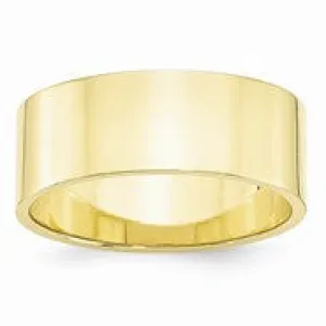 10k Yellow Gold 8mm Lightweight Flat Wedding Band Ring