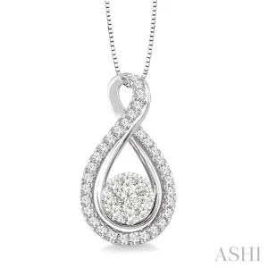 1/2 Ctw Lovebright Round Cut Diamond Pendant in 14K White Gold with Chain