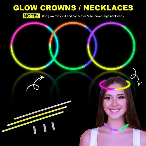 12 Pack Glow Glasses Party Favor Supplies with 40 Glow Sticks & Connectors(for 12 Glow Heart Glasses & 16 Bracelets),Halloween Neon Light Up Toy Gift Accessories for Birthday Camping Dance (kid&Adult)