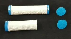 135mm 93mm Lock On Handle Bar Grips, White & Blue, Kansi Bikes, Folding Bike, Mtb