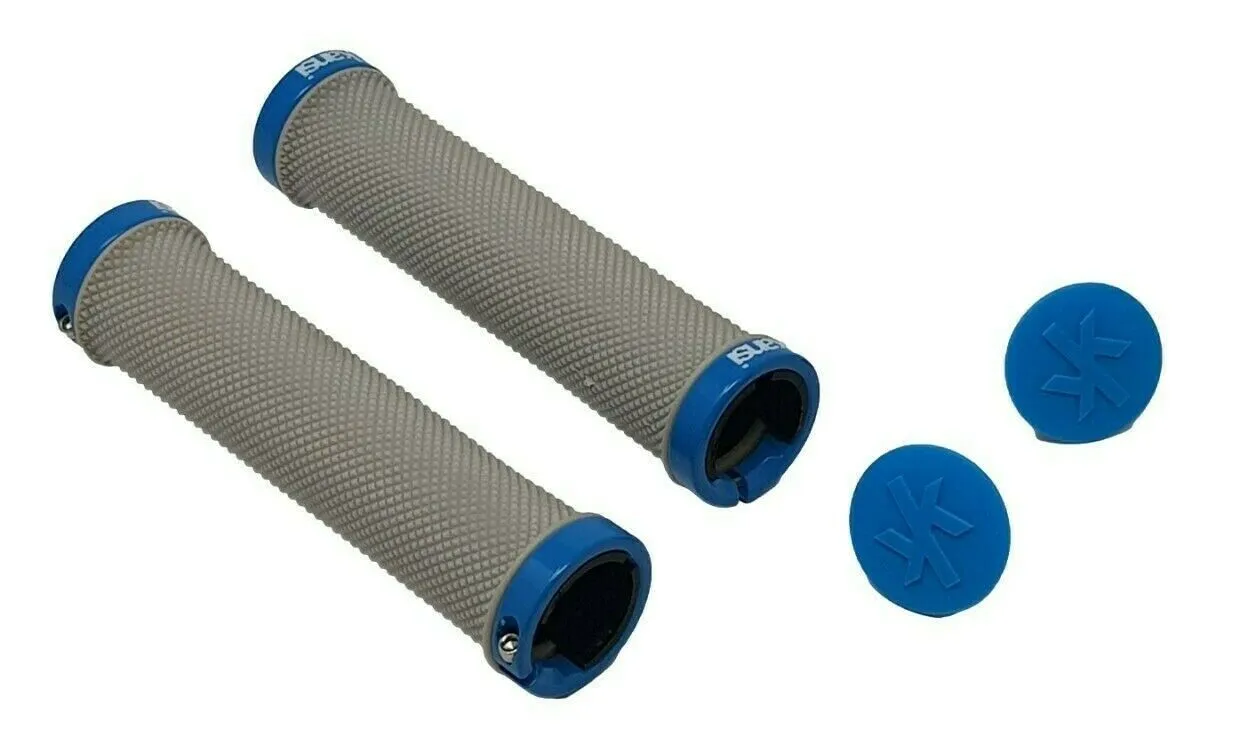 135mm Lock On Handle Bar Grips, Grey & Blu, Kansi Bikes, Folding Bikes, Mtb Bike