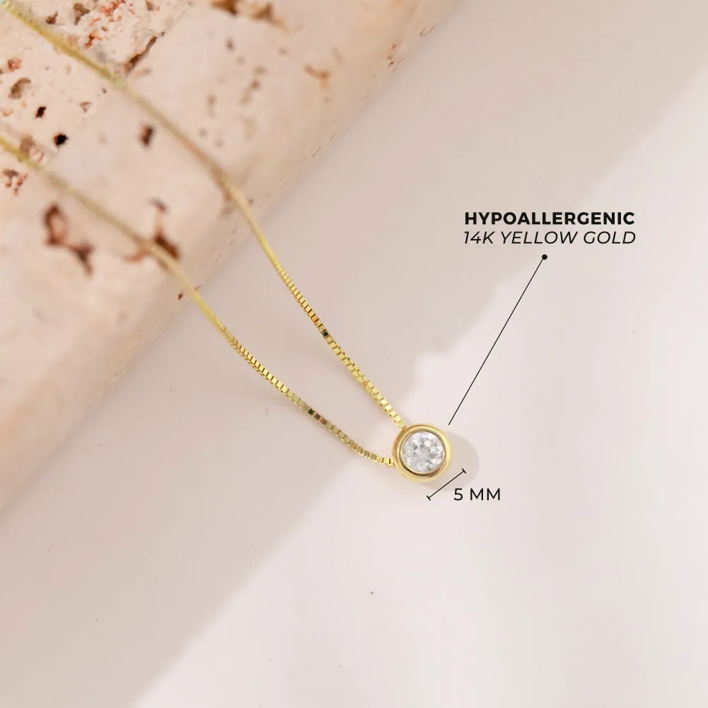 14k Gold Clear Halo Women's Necklace Box Chain