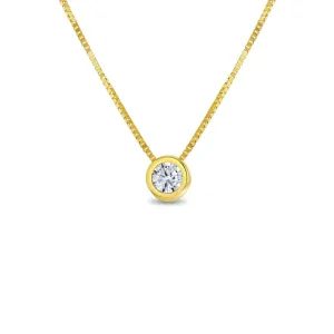 14k Gold Clear Halo Women's Necklace Box Chain