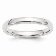 14k White Gold 3mm Comfort-Fit Wedding Band Ring