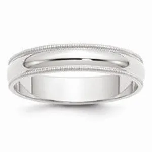 14k White Gold 5mm Milgrain Half Round Wedding Band Ring