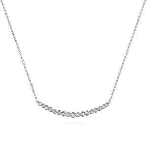 14K White Gold Curved Bar Necklace with Round Diamonds - NK5796W45JJ