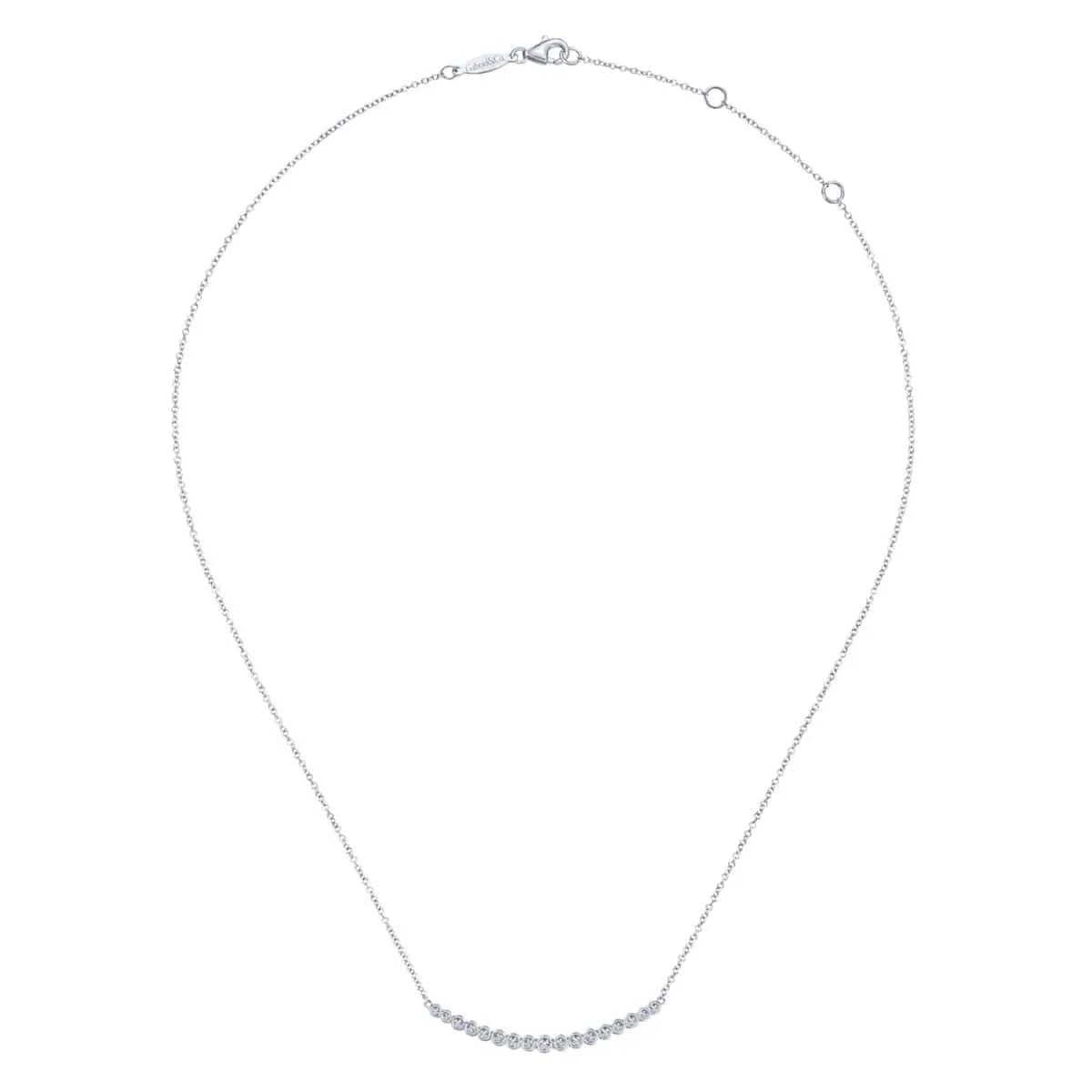 14K White Gold Curved Bar Necklace with Round Diamonds - NK5796W45JJ