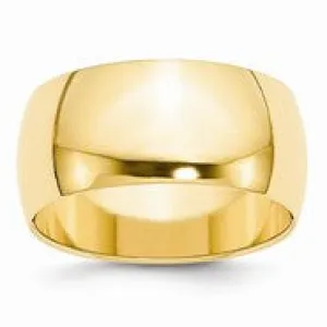 14k Yellow Gold 10mm Half Round Wedding Band Ring