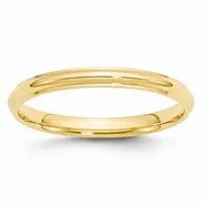 14k Yellow Gold 2.5mm Half Round with Edge Wedding Band Ring