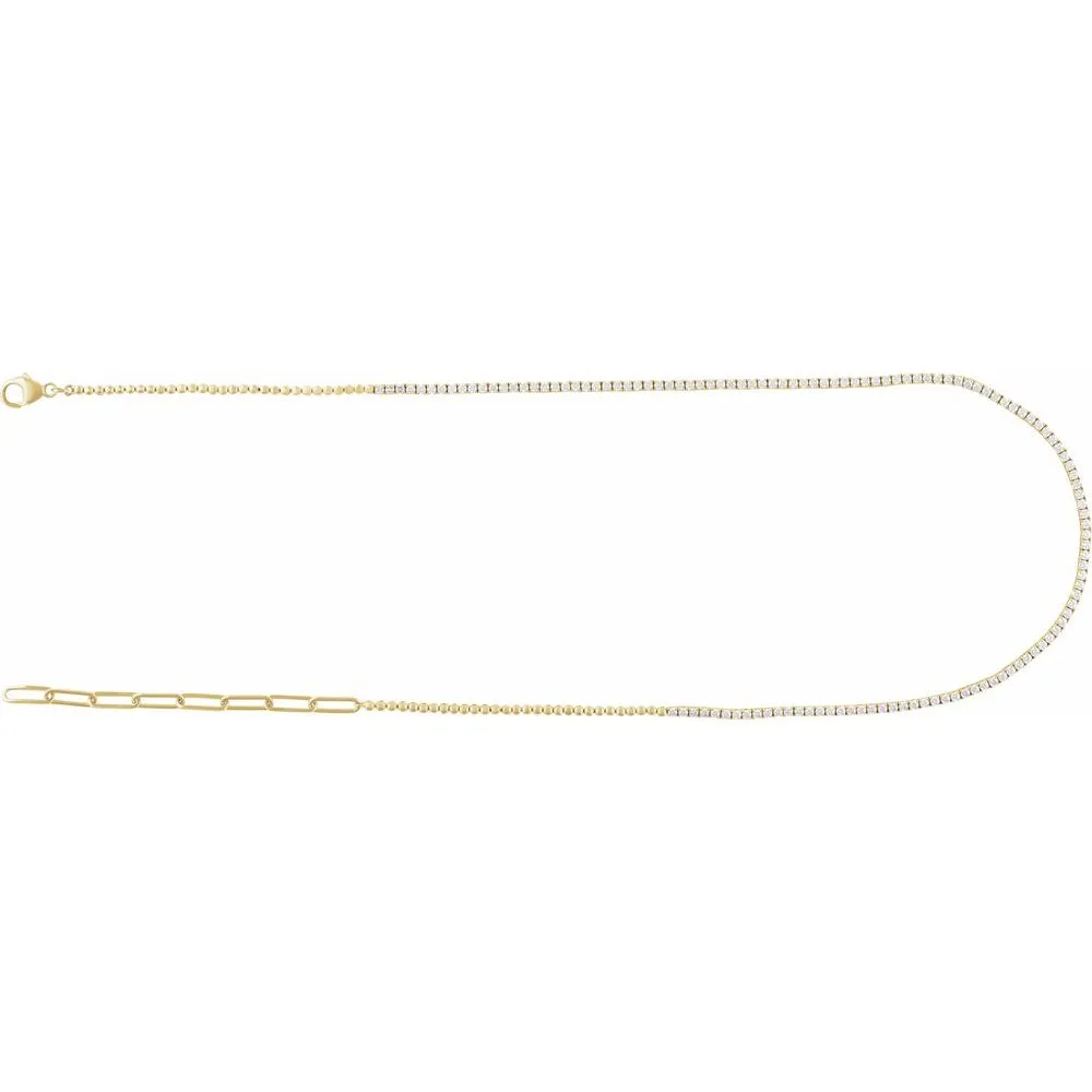 14K Yellow Gold 3 1/5 CTW Natural Diamond Adjustable Necklace (15-18”)