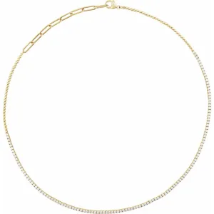 14K Yellow Gold 3 1/5 CTW Natural Diamond Adjustable Necklace (15-18”)