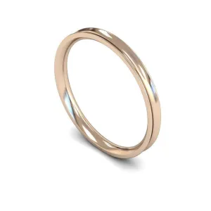 18ct Rose Gold Light Weight Concave 2mm Wedding Ring