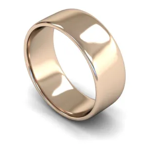 18ct Rose Gold Light Weight Edged Slight Court 8mm Wedding Ring