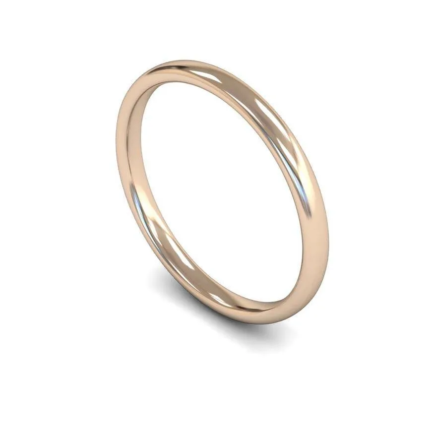 18ct Rose Gold Light Weight Slight Court 2.5mm Wedding Ring