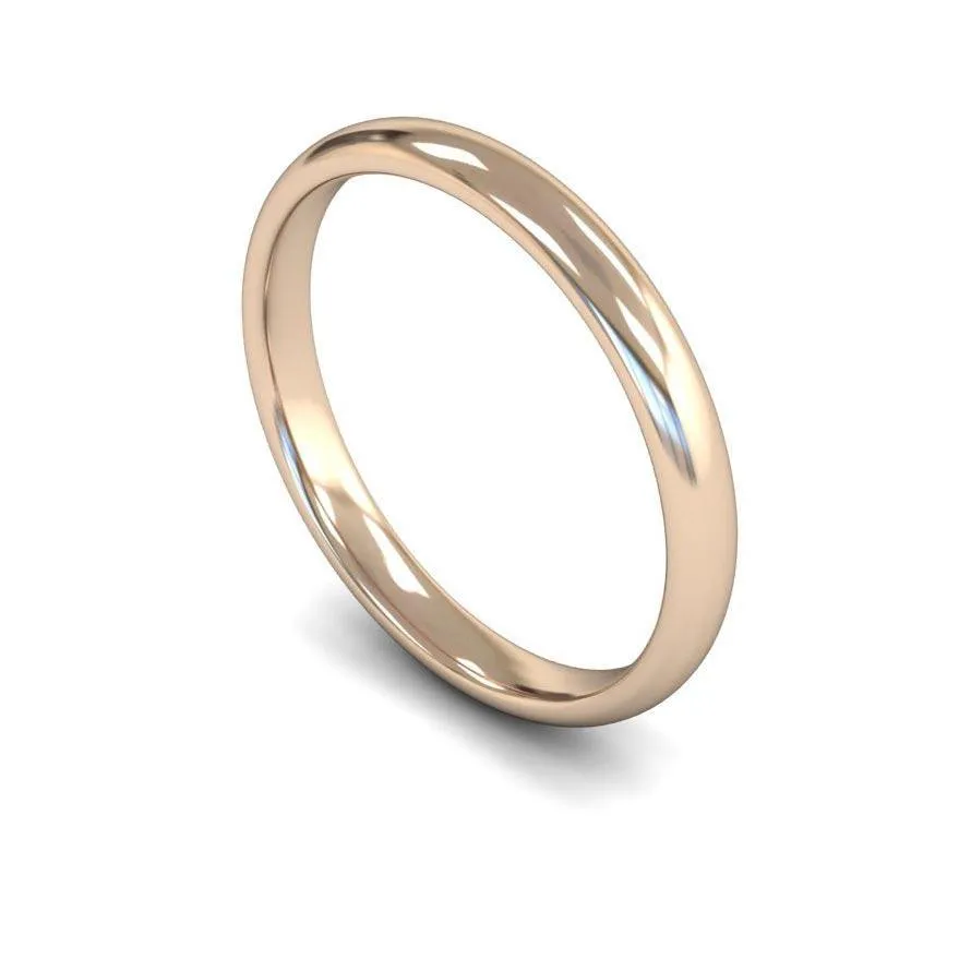 18ct Rose Gold Lightweight Traditional Court/Flat Edge 2.5mm Wedding Ring