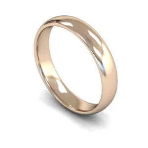 18ct Rose Gold Lightweight Traditional Court/Flat Edge 4mm Wedding Ring