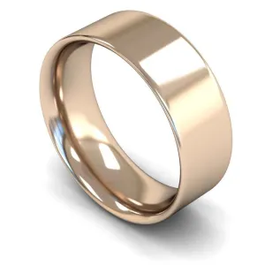 18ct Rose Gold Medium Weight Flat Court 8mm Wedding Ring