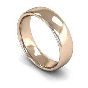 18ct Rose Gold Medium Weight Slight Court 6mm Wedding Ring