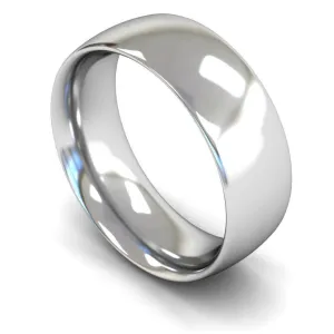 18ct White Gold Heavy Weight Traditional Court 8mm Wedding Ring