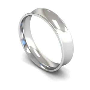 18ct White Gold Light Weight Concave 5mm Wedding Ring