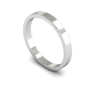 18ct White Gold Light Weight Flat 2.5mm Wedding Ring