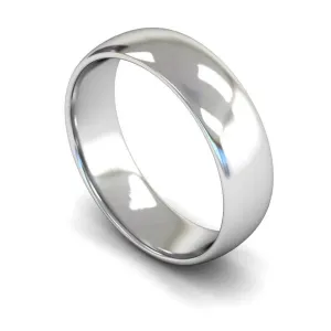 18ct White Gold Lightweight Traditional Court/Flat Edge 6mm Wedding Ring