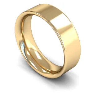 18ct Yellow Gold Heavy Weight Flat Court 7mm Wedding Ring