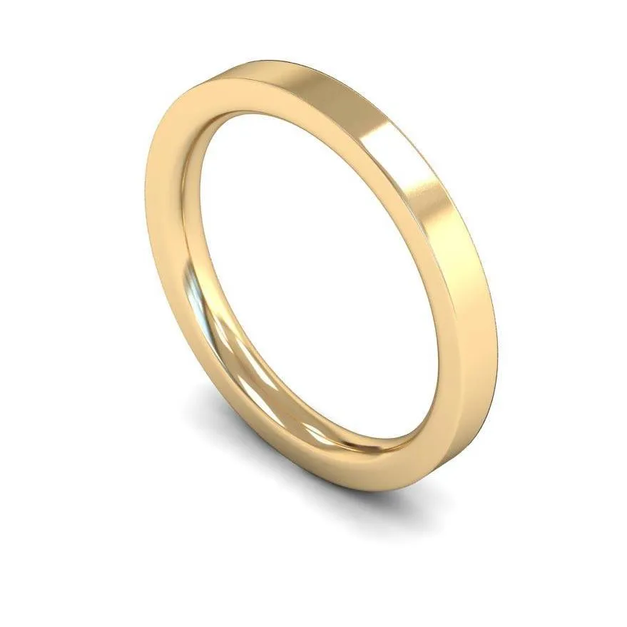 18ct Yellow Gold Heavyweight Flat Court/Edge 2.5mm Wedding Ring