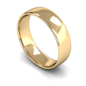 18ct Yellow Gold Light Weight Slight Court 6mm Wedding Ring