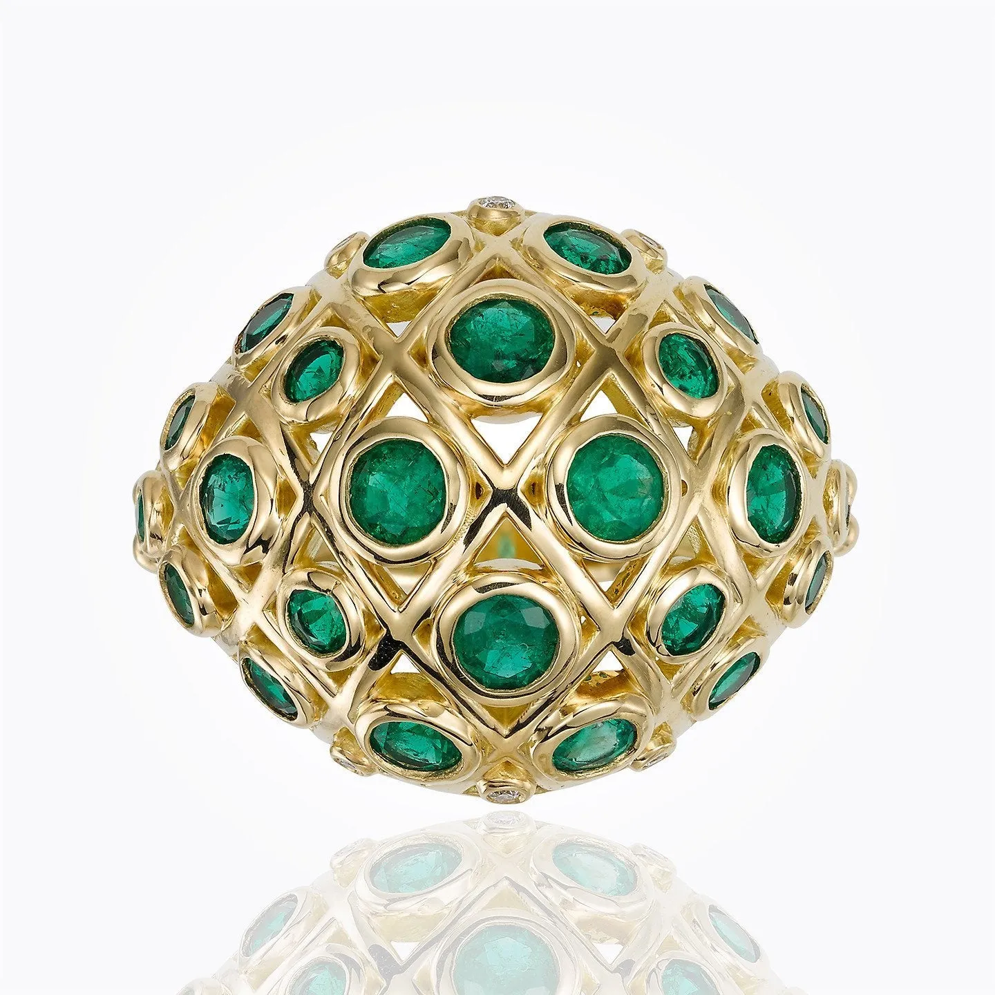 18K Faceted Lattice Ring