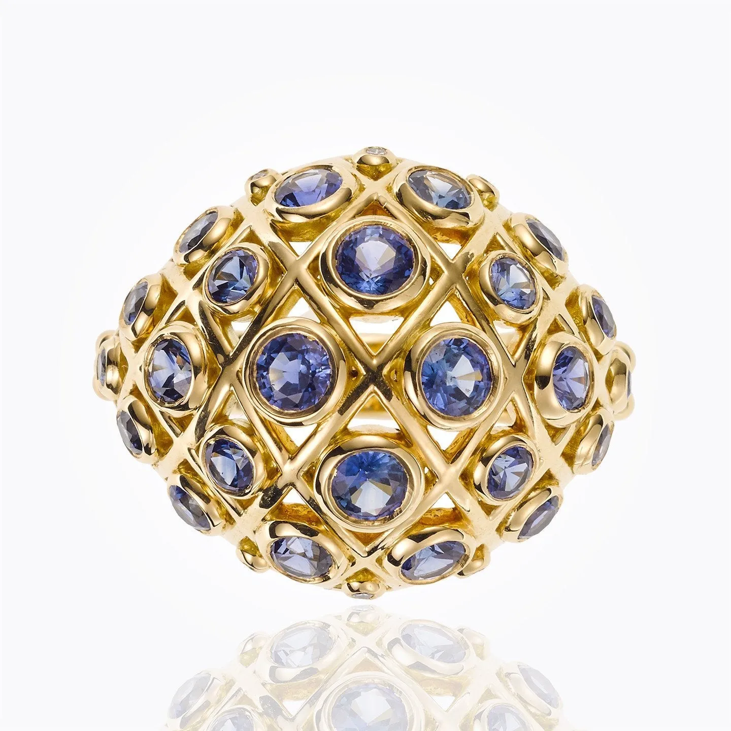 18K Faceted Lattice Ring