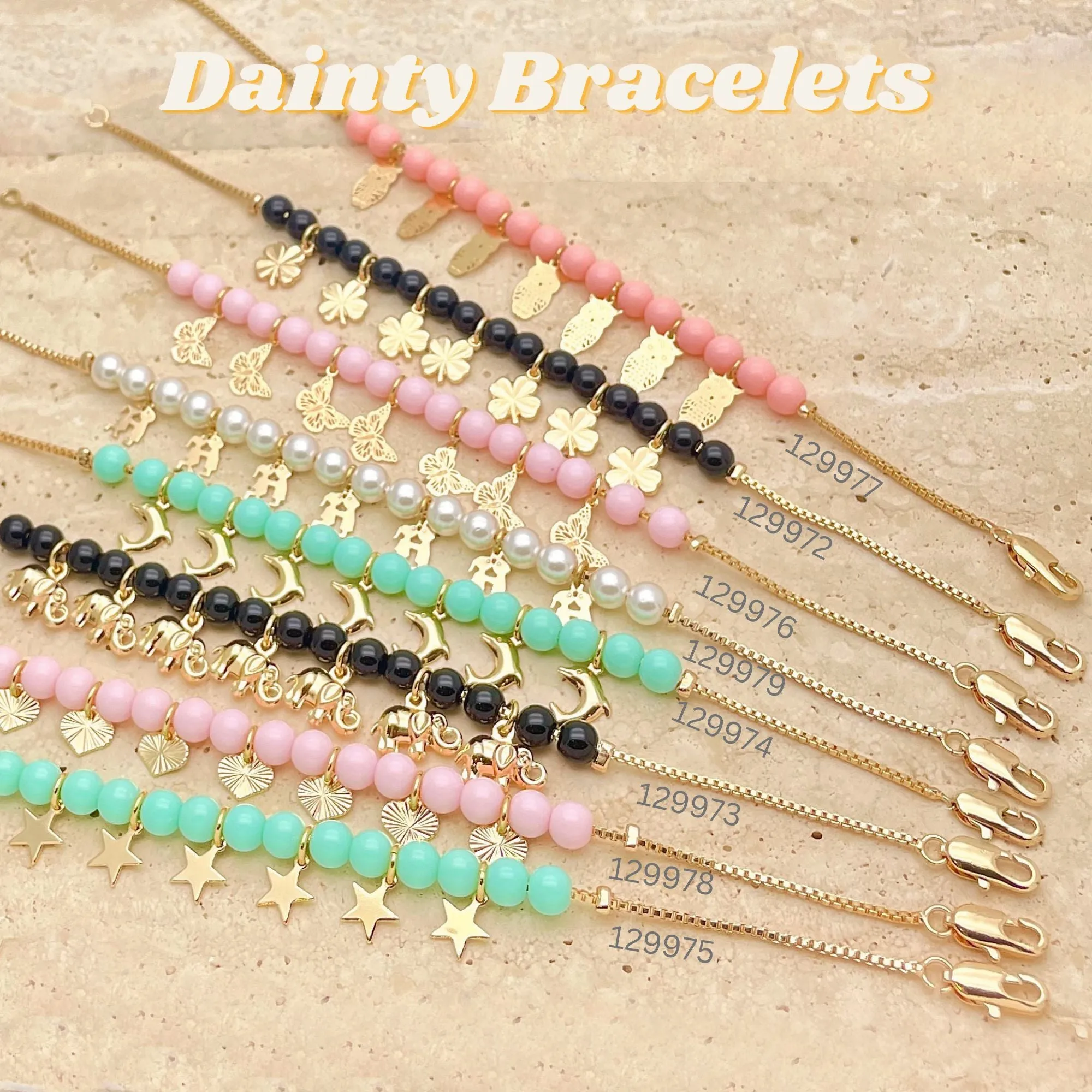 25pcs of New Colorful Charm Bracelets in Gold Layered ($4.00) ea