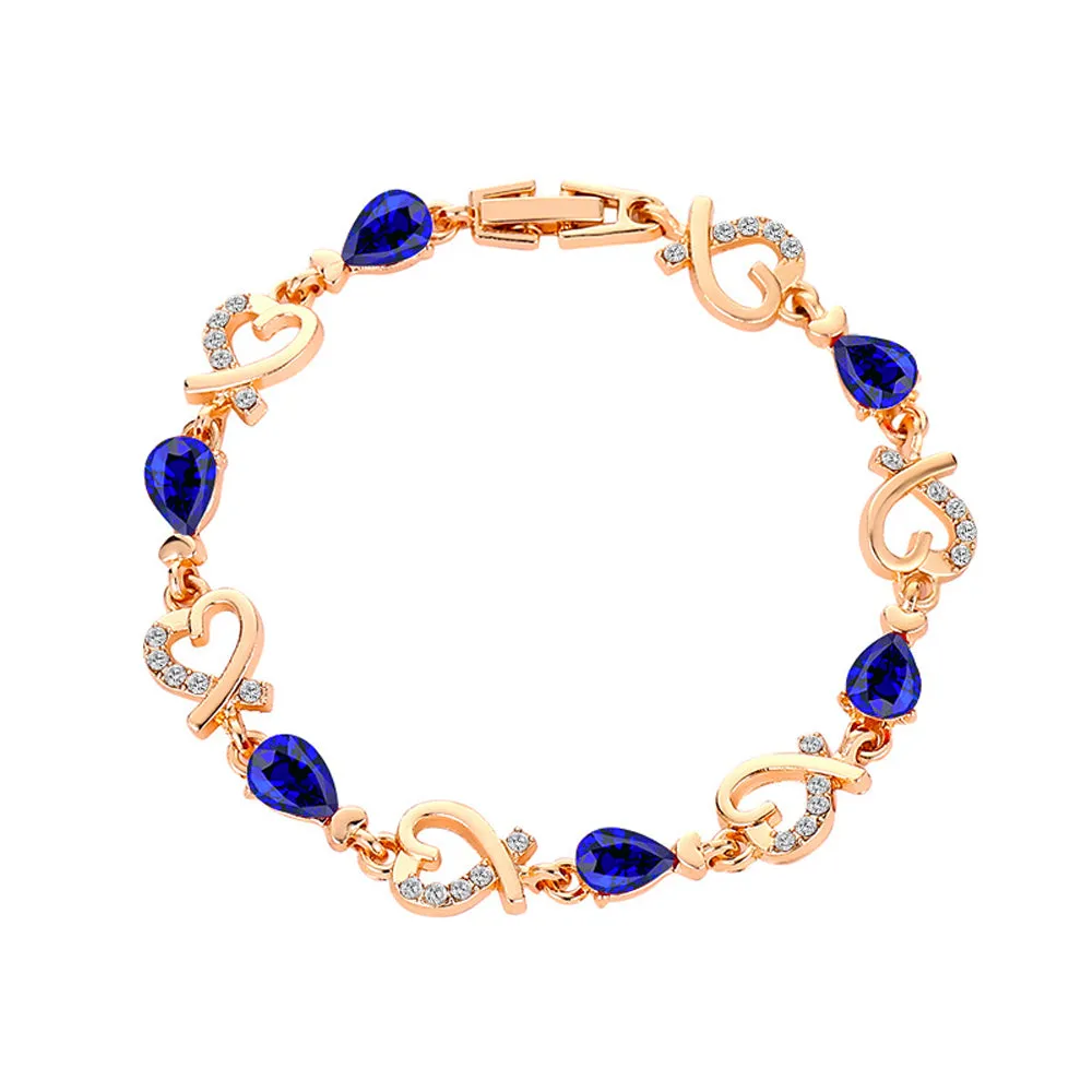 5 Colors Beautiful Bracelet for Women Colorful Austrian Crystal Heart Chain Bracelet For Female Gifts