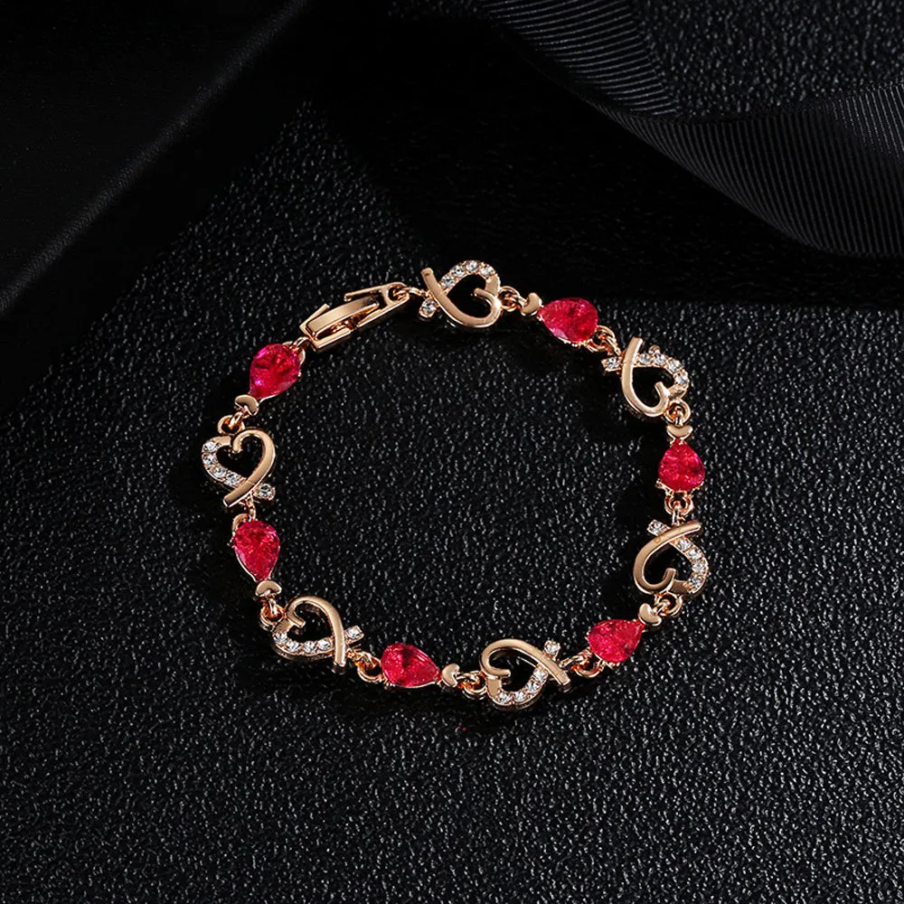 5 Colors Beautiful Bracelet for Women Colorful Austrian Crystal Heart Chain Bracelet For Female Gifts