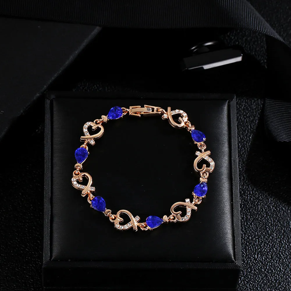 5 Colors Beautiful Bracelet for Women Colorful Austrian Crystal Heart Chain Bracelet For Female Gifts