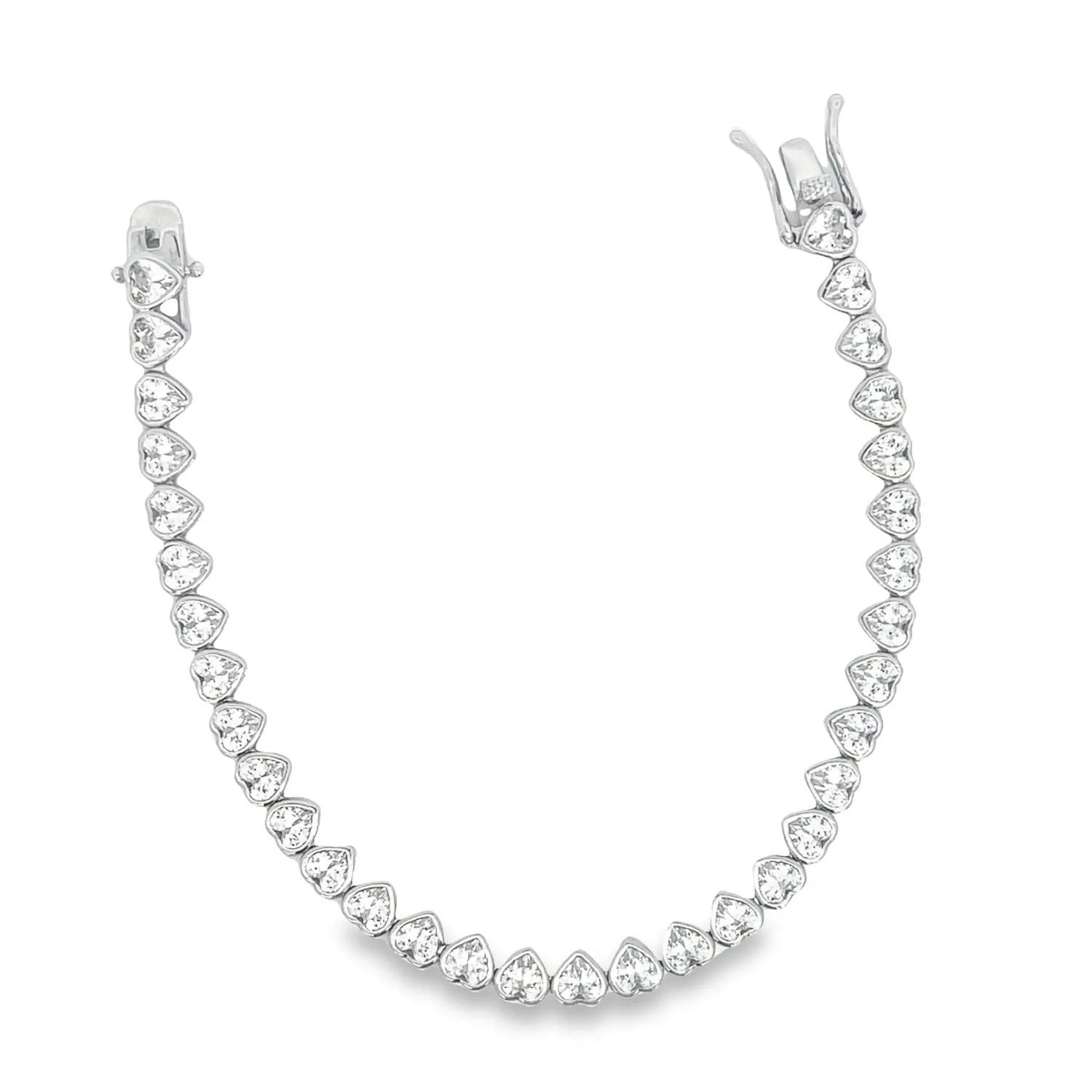 5mm Heart Bezel CZ Tennis Necklace (H103/I452)