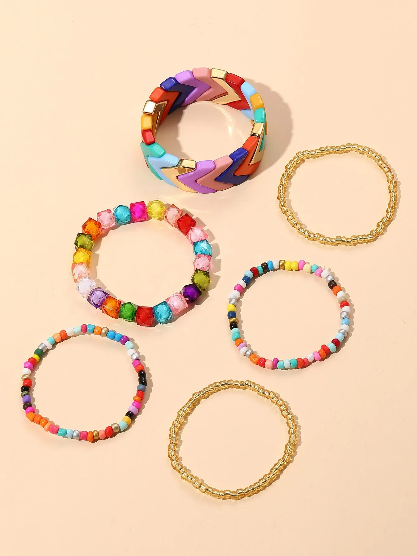 6pcs Colorful Mixed Beaded Bracelet Women Bracelet Stackable Bracelet Crafted