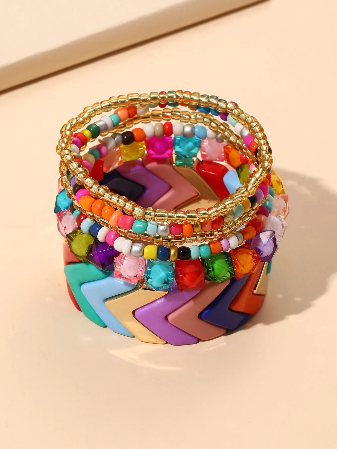 6pcs Colorful Mixed Beaded Bracelet Women Bracelet Stackable Bracelet Crafted