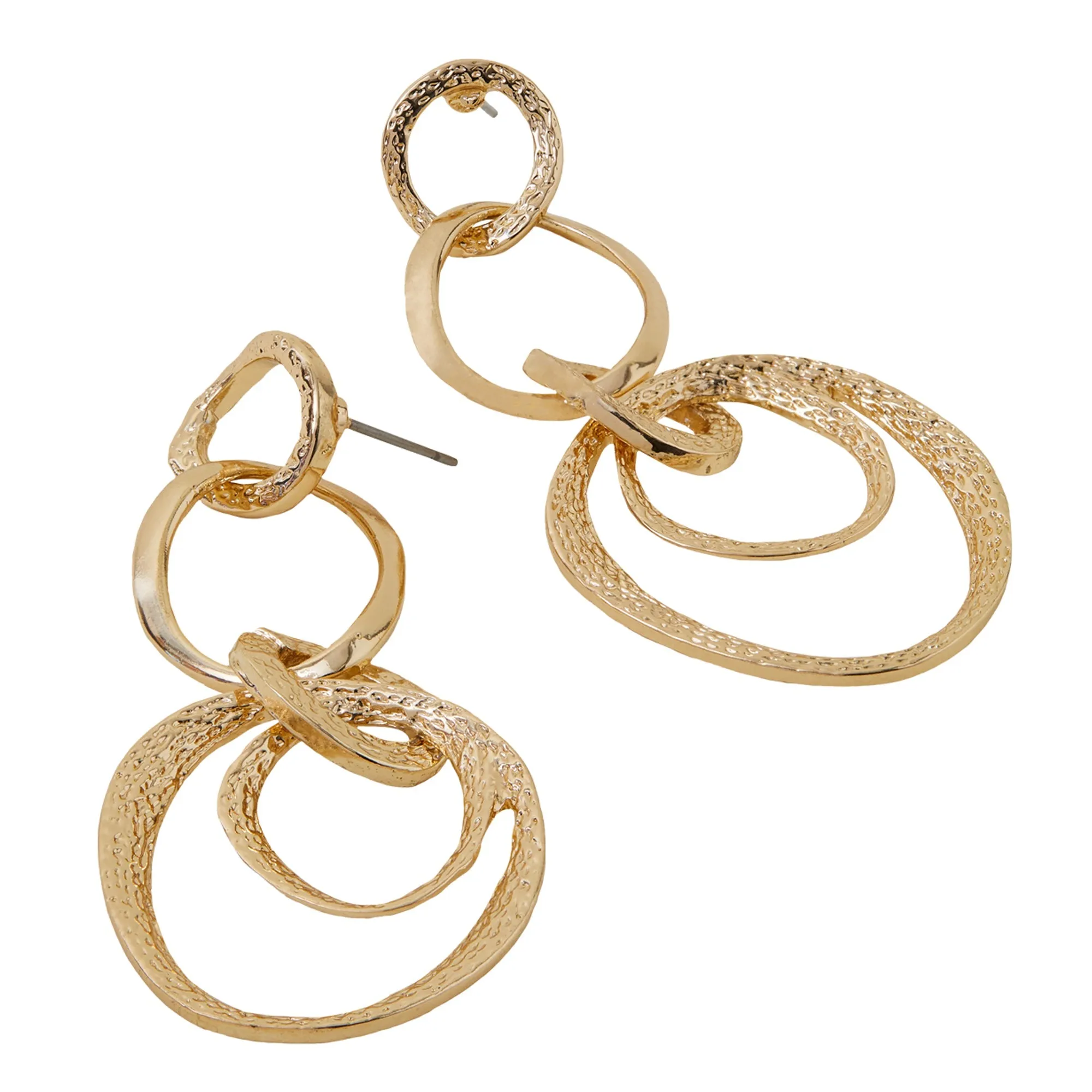 Accessorize London Women's Gold Triple Drop Earrings