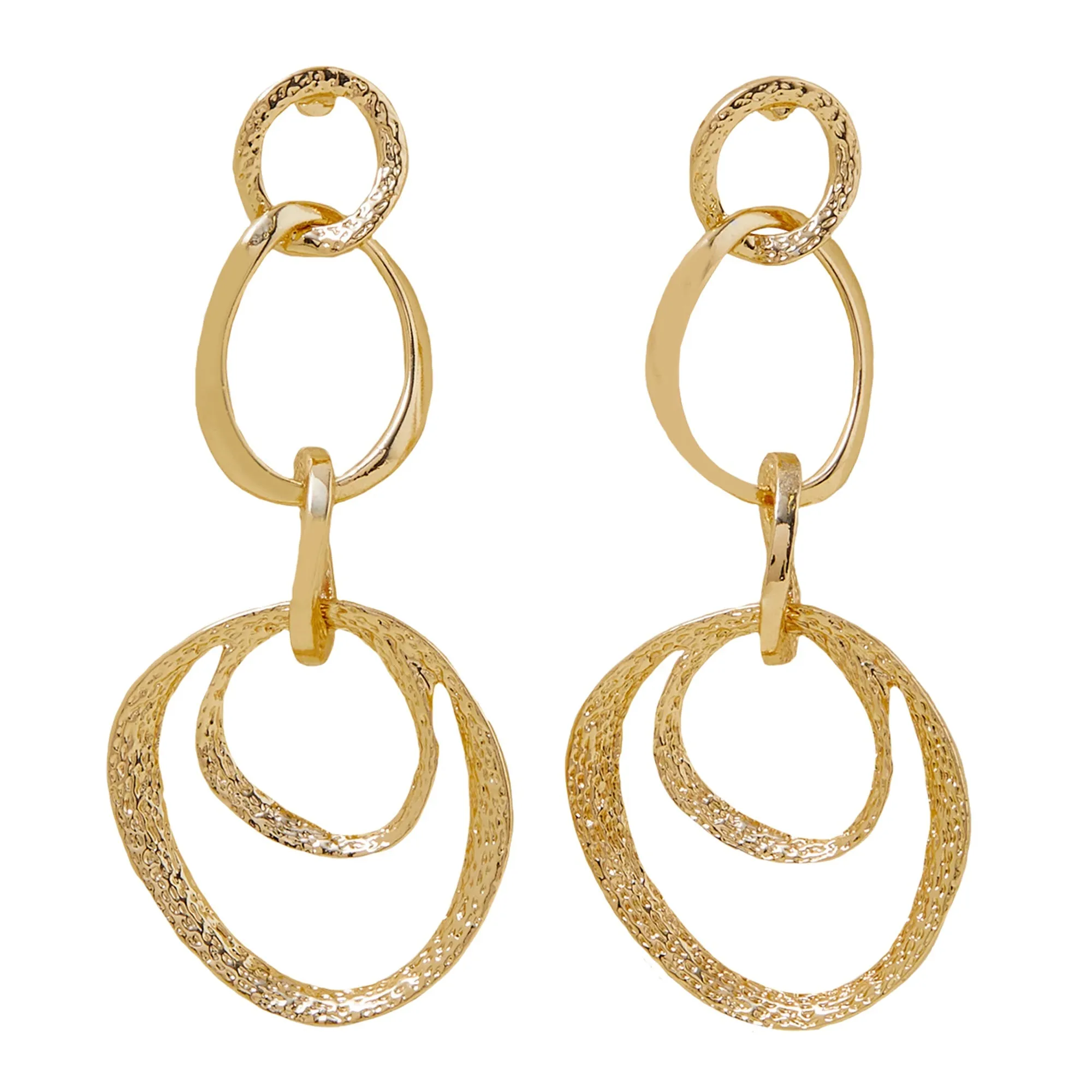 Accessorize London Women's Gold Triple Drop Earrings