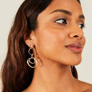 Accessorize London Women's Gold Triple Drop Earrings