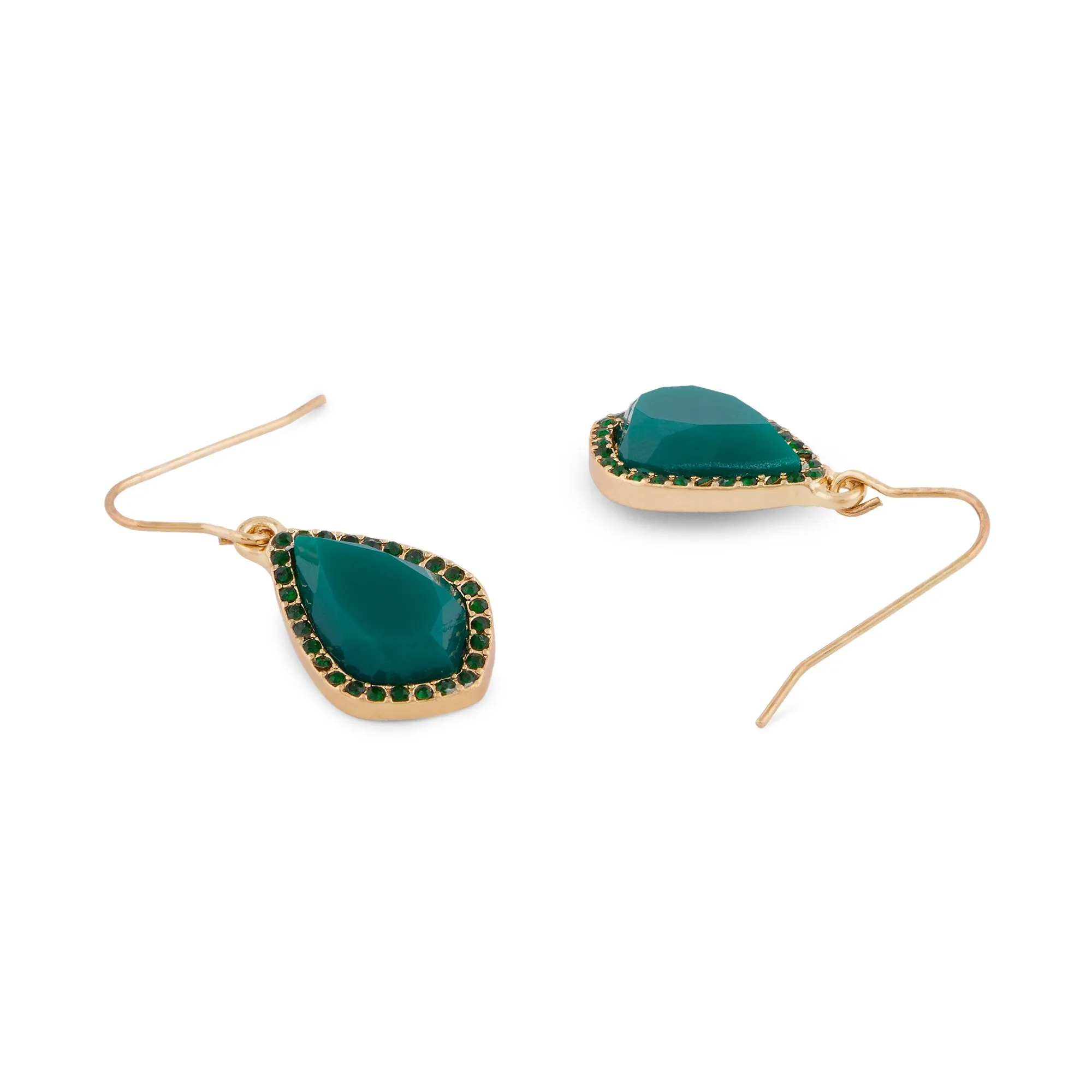 Accessorize London Women's green Willow Halo Stone Short Drop Earring