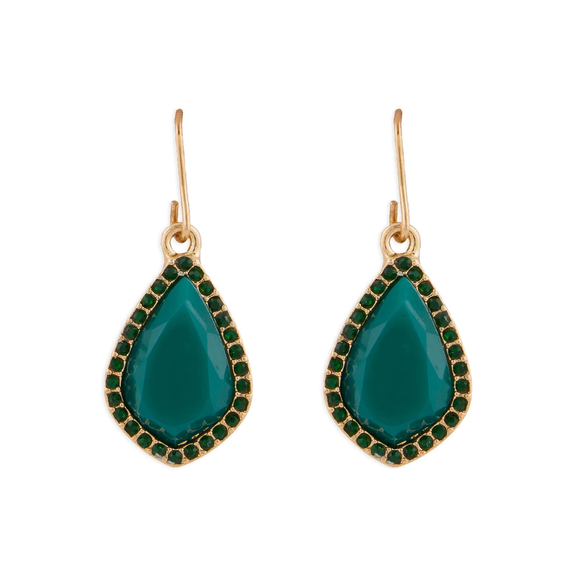 Accessorize London Women's green Willow Halo Stone Short Drop Earring