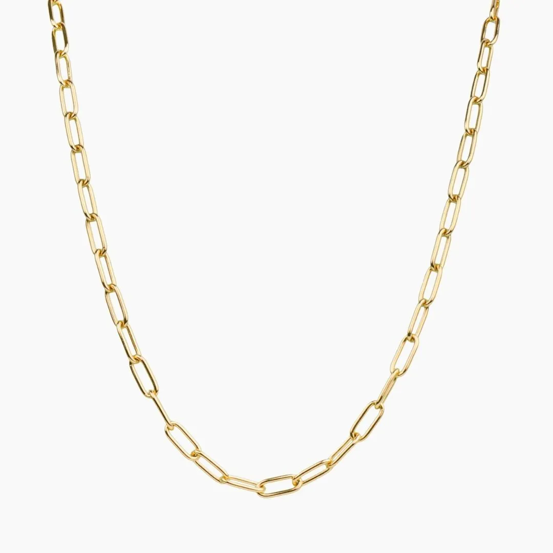 Alessia Paperclip Toggle Necklace (Gold)