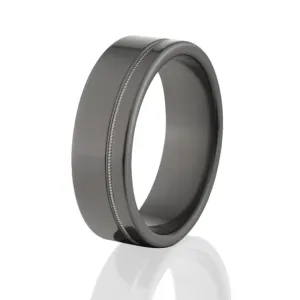 All Black Wedding Rings, USA Made, 7mm Black Zirconium Ring