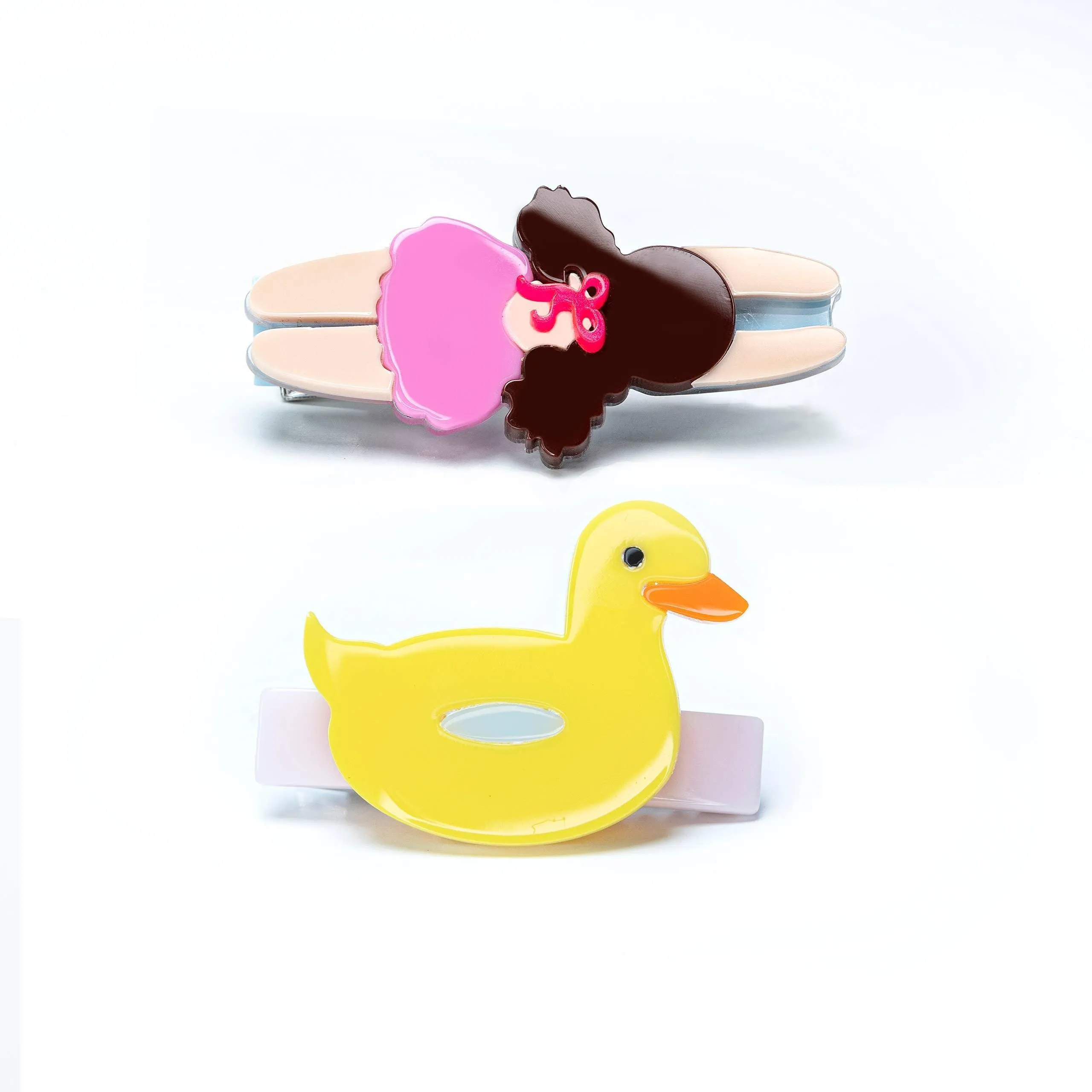 Alligator Hair Clips | Swimming Girl & Duck Float | Lilies and Roses NY